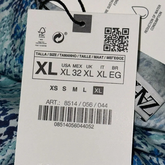 ZARA | Blue | RUFFLED ANIMAL PRINT BLOUSE - Picture 12 of 13